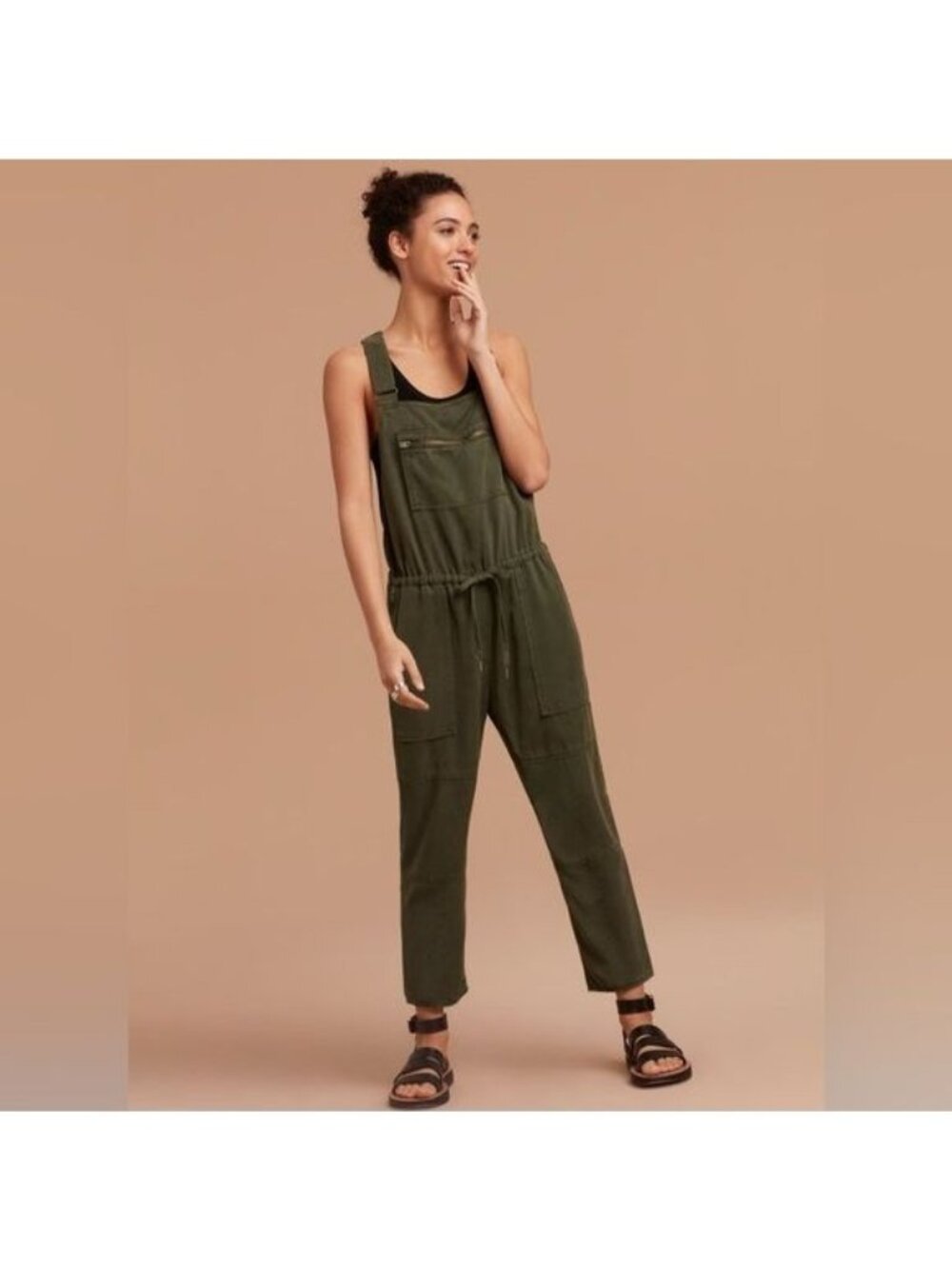 Aritzia Wilfred Free Valletta Olive Green Overalls Jumpsuit